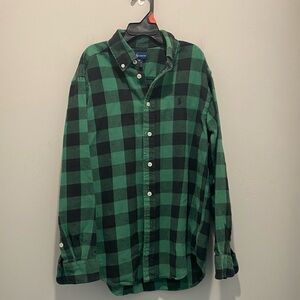 Ralph Lauren Boy's Long Sleeve Button Down Soft Plaid Flannel Shirt M 10-12 EUC